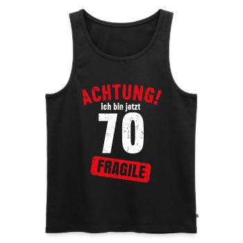 Achtung Ich bin jetzt 70 Fragile 70. Geburtstag - Männer Premium Bio Tank Top - Schwarz - Vorne - Michal (187cm)