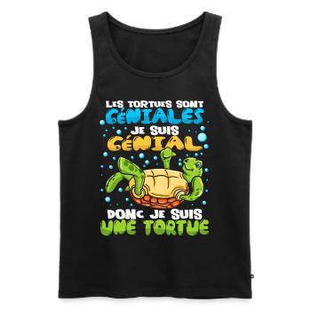 Tortues Je Suis Une Tortue - Débardeur bio Premium Homme - noir - Devant - Michal (187cm)