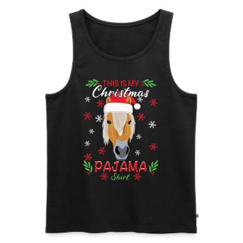 Haflinger Horse This is my Christmas Pajama Shirt - Men's Premium Organic Tank Top - black - Front - Michal (187cm)