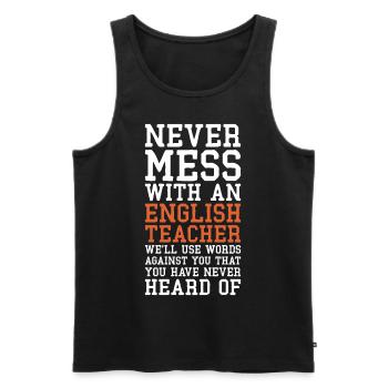 Professeur d’anglais Cours d’école Cadeau d’anglais - Débardeur bio Premium Homme - noir - Devant - AI Model Male 178 light (178cm)