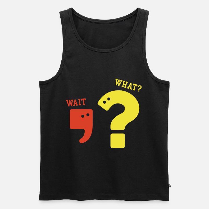 Comma Question Mark Grammar Nerd Teacher Gift - Men's Premium Organic Tank Top - black