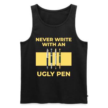 Beaux stylos d’écriture École Stylo Stylo Stylo Cadeau - Débardeur bio Premium Homme - noir - Devant - AI Model Male 178 light (178cm)