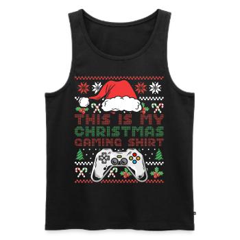 C’est ma chemise de jeu de Noël Jeu vidéo - Débardeur bio Premium Homme - noir - Devant - AI Model Male 178 light (178cm)