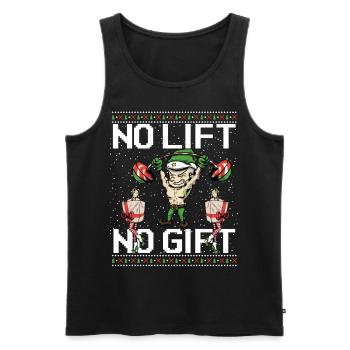 No Lift no Gift pull de Noël moche - Débardeur bio Premium Homme - noir - Devant - AI Model Male 178 light (178cm)