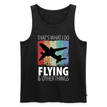 Pilot Aircraft Pilot Airplane Flight Attendant Vintage - Men's Premium Organic Tank Top - black - Front - AI Model Male 178 light (178cm)
