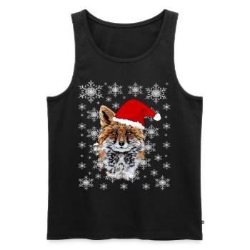 Christmas fox with Christmas cap snowflakes - Men's Premium Organic Tank Top - black - Front - AI Model Male 178 light (178cm)
