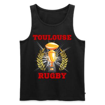 Toulouse rugby cadeau - Débardeur bio Premium Homme - noir - Devant - AI Model Male 178 light (178cm)