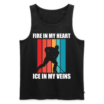 Hockey sur glace - Du feu dans mon cœur, de la glace dans mes veines - Débardeur bio Premium Homme - noir - Devant - Michal (187cm)