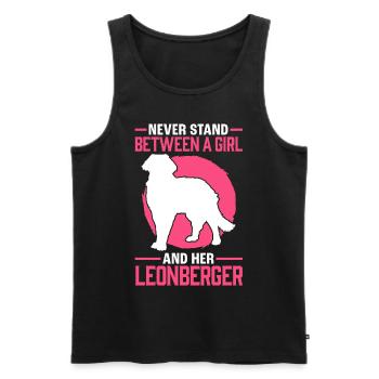 Mädchen mit ihrem Leonberger Leonberg Hund - Männer Premium Bio Tank Top - Schwarz - Vorne - AI Model Male 178 light (178cm)