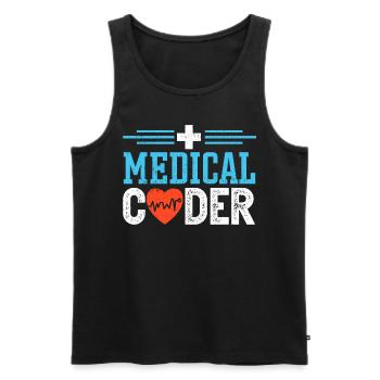 Codeur médical de codage médical DE LA CIM - Débardeur bio Premium Homme - noir - Devant - Michal (187cm)