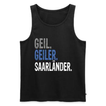 Geil Geiler Saarländer - Männer Premium Bio Tank Top - Schwarz - Vorne - AI Model Male 178 light (178cm)