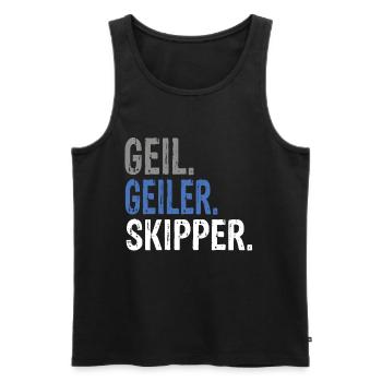 Geil Geiler Skipper - Männer Premium Bio Tank Top - Schwarz - Vorne - AI Model Male 178 light (178cm)