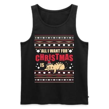 Tout ce que je veux pour Noël, c’est un pull moche pour chat - Débardeur bio Premium Homme - noir - Devant - Michal (187cm)