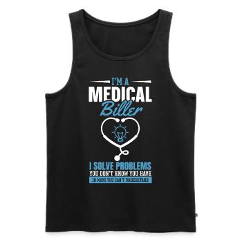 Codage médical ICD Je suis un facturier médical - Débardeur bio Premium Homme - noir - Devant - Michal (187cm)