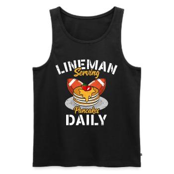 Joueur de ligne de ligne de football servant des crêpes tous les jours - Débardeur bio Premium Homme - noir - Devant - AI Model Male 178 light (178cm)