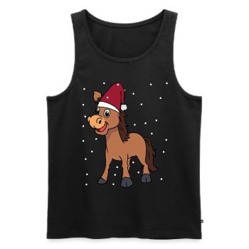 Nikolaus Esel Pferd Pony Xmas Schnee Weihnachten - Männer Premium Bio Tank Top - Schwarz - Vorne - AI Model Male 178 light (178cm)