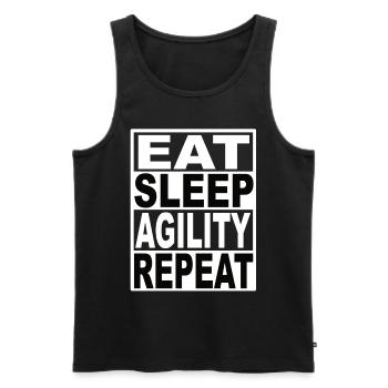 Manger Dormir Agilité Répéter - Débardeur bio Premium Homme - noir - Devant - Michal (187cm)