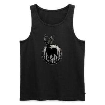 Red Deer I Deer Antler Hunter Hunting Motif pour - Débardeur bio Premium Homme - noir - Devant - AI Model Male 178 light (178cm)