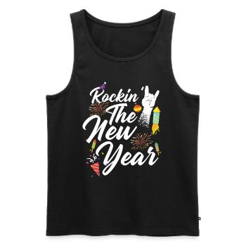 Rocking the New Year 2022 - Men's Premium Organic Tank Top - black - Front - AI Model Male 178 light (178cm)