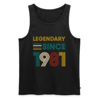 Vintage Legendary since 1981 Geburtstag - Männer Premium Bio Tank Top - Schwarz - Vorne - Michal (187cm)