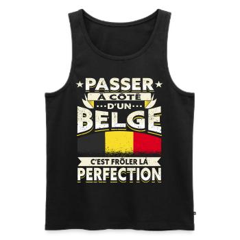 Belgique Drapeau Belge - Débardeur bio Premium Homme - noir - Devant - Michal (187cm)