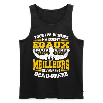 Tous Les Hommes Naissent Egaux Drôle Beau-Frère - Débardeur bio Premium Homme - noir - Devant - Michal (187cm)