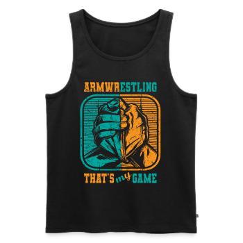 Armwrestling c’est mon jeu De Lutte d’Arts Martiaux - Débardeur bio Premium Homme - noir - Devant - AI Model Male 178 light (178cm)