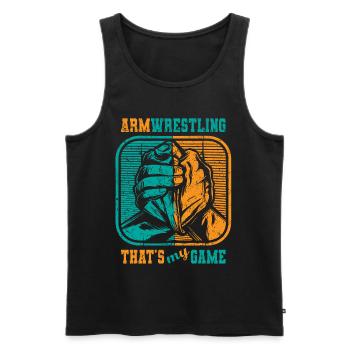 Armwrestling c’est mon jeu De Lutte d’Arts Martiaux - Débardeur bio Premium Homme - noir - Devant - AI Model Male 178 light (178cm)