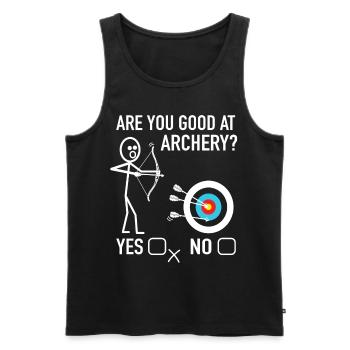 Archers De tir à l’arc Êtes-vous bon au tir à l’arc - Débardeur bio Premium Homme - noir - Devant - Michal (187cm)