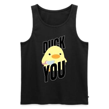 Duck you Ente Mit Messer Duck with Knife Meme Fun - Men's Premium Organic Tank Top - black - Front - AI Model Male 178 light (178cm)