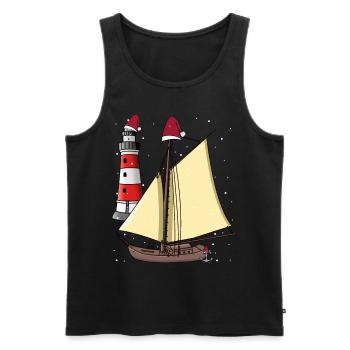 Voilier Nikolaus Santa Ahoi Noël maritime - Débardeur bio Premium Homme - noir - Devant - Michal (187cm)