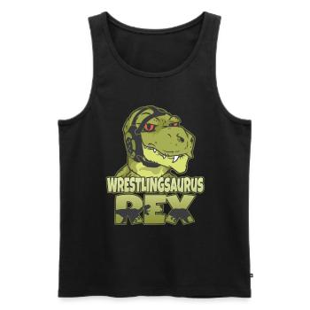 Wrestlingsaurus Rex Lutteur Lutte Dinosaures - Débardeur bio Premium Homme - noir - Devant - AI Model Male 178 light (178cm)