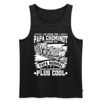 Papa Cheminot Conducteur De Train Chemin De Fer - Débardeur bio Premium Homme - noir - Devant - Michal (187cm)