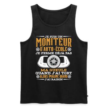 Moniteur De Conduite Moniteur D'Auto-École - Débardeur bio Premium Homme - noir - Devant - Michal (187cm)