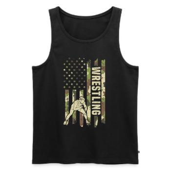 Lutte Camouflage Flag Lutteur Lutte - Débardeur bio Premium Homme - noir - Devant - AI Model Male 178 light (178cm)