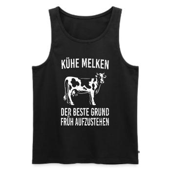Kühe melken lustiger Spruch - Männer Premium Bio Tank Top - Schwarz - Vorne - AI Model Male 178 light (178cm)