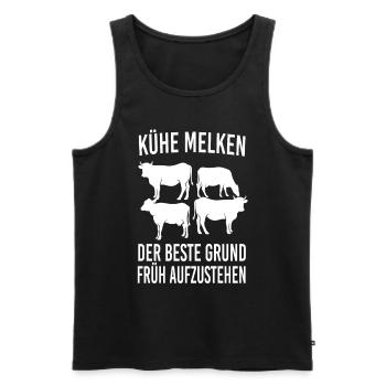 Kühe melken lustiger Spruch - Männer Premium Bio Tank Top - Schwarz - Vorne - AI Model Male 178 light (178cm)