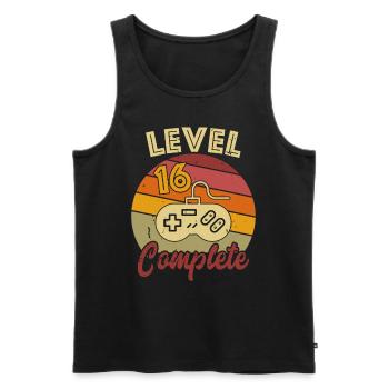 16 Anniversaire Niveau 16 Cadeau Gamer complet - Débardeur bio Premium Homme - noir - Devant - AI Model Male 178 light (178cm)