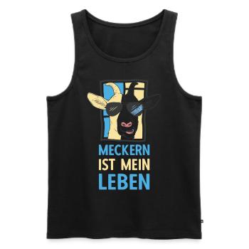 Meckern ist mein Leben Cooler Ziegenbock Spruch - Männer Premium Bio Tank Top - Schwarz - Vorne - Michal (187cm)