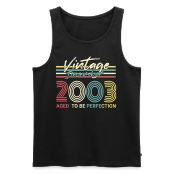 Geschenkidee Vintage Dezember 2003 - Männer Premium Bio Tank Top - Schwarz - Vorne - Michal (187cm)