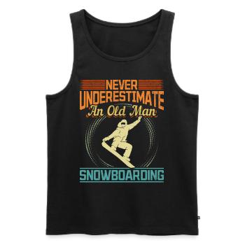 Retro Never Underestimate an old man Snowboarding - Männer Premium Bio Tank Top - Schwarz - Vorne - AI Model Male 178 light (178cm)