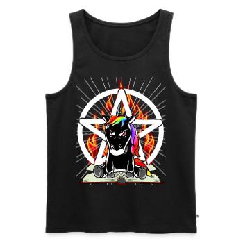 Satan Einhorn Pentagramm Teuflisch Fabelwesen Böse - Männer Premium Bio Tank Top - Schwarz - Vorne - Michal (187cm)