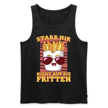 Pommes Frites | Starr mir nicht auf die Fritten | - Männer Premium Bio Tank Top - Schwarz - Vorne - AI Model Male 178 light (178cm)