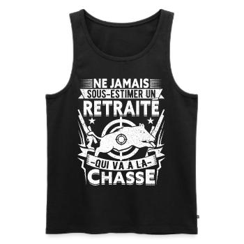 Retraité Chasseur Retraite Plan Sanglier Chasse - Débardeur bio Premium Homme - noir - Devant - Michal (187cm)