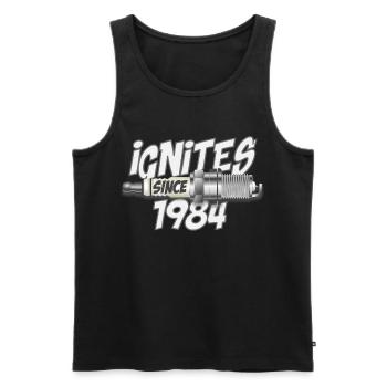 Ignites since 1984 vintage birthday mechanic - Men's Premium Organic Tank Top - black - Front - AI Model Male 178 light (178cm)
