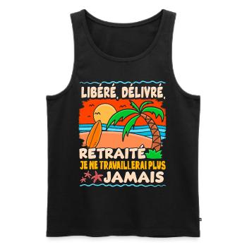 Humour Retraite Homme Retraité Femme Pension - Débardeur bio Premium Homme - noir - Devant - Michal (187cm)