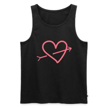 Rosa Herz Mit Pfeil - Männer Premium Bio Tank Top - Schwarz - Vorne - AI Model Male 178 light (178cm)