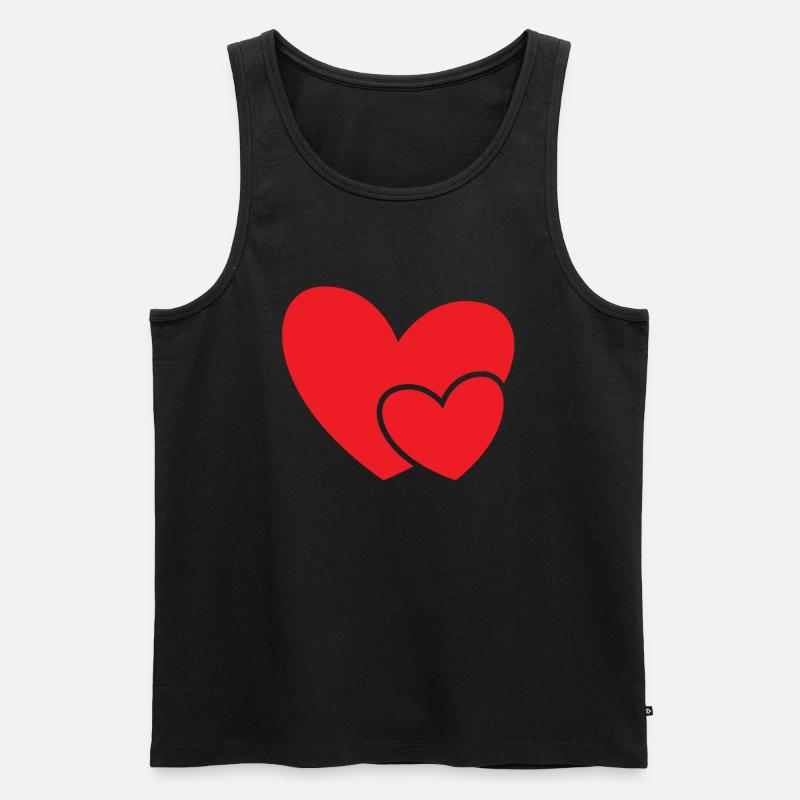 Rotes Doppel Herz Geschenkidee - Männer Premium Bio Tank Top - Schwarz