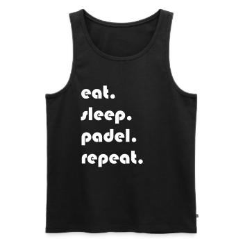 Padel Tennis - eat sleep padel repeat Design - Männer Premium Bio Tank Top - Schwarz - Vorne - Michal (187cm)