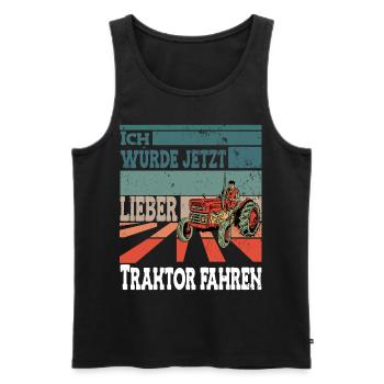 Lieber Traktor fahren - Männer Premium Bio Tank Top - Schwarz - Vorne - AI Model Male 178 light (178cm)